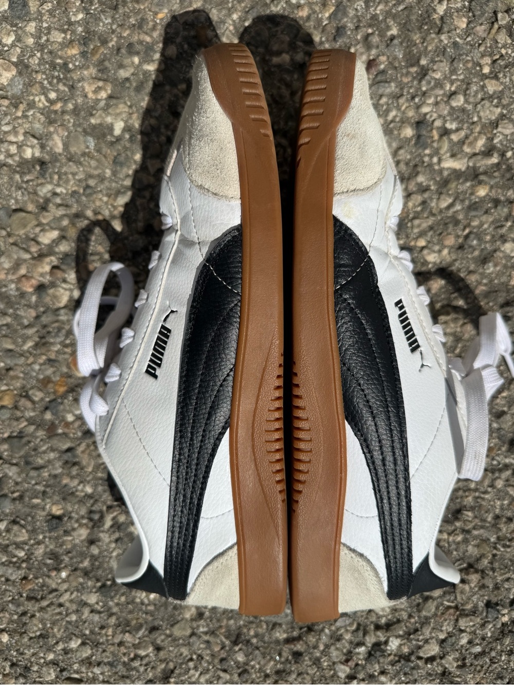 PUMA Club 5v5 White Black Gum Sole Leather Sneakers Men’s 9.5